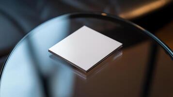 sleek, minimalistic business card on glass table photo