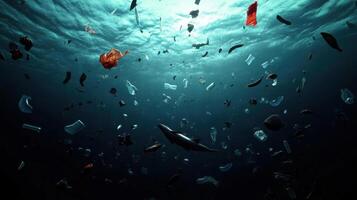 Plastic pollution in the ocean photo