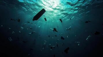 Plastic pollution in the ocean photo