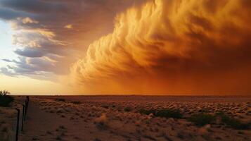 vast desert with dramatic sandstorm approaching photo