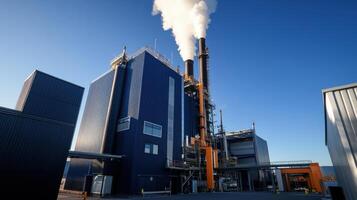 A large industrial plant with smoke coming out of the chimneys photo