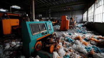 A factory with lots of machines and lots of white cotton photo