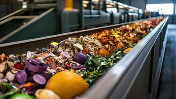 Eco friendly waste management center with colorful organic waste photo