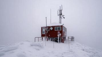 research station in Arctic storm with heavy snow photo