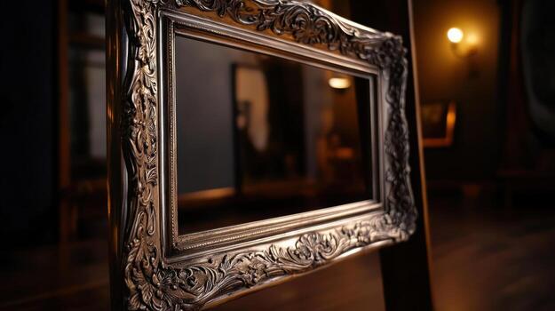 antiguo florido plata imagen marco con intrincado diseño foto