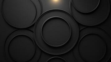 Geometric black circles on dark background with soft lighting photo