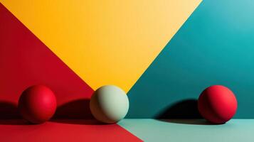 Colorful abstract geometric forms with vibrant spheres photo