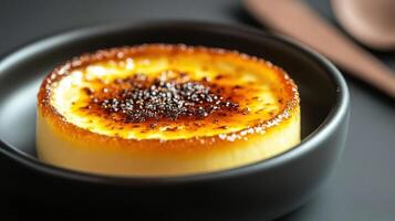 A dessert in a bowl with a spoon photo