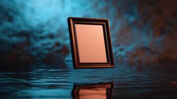 A picture frame floating in water photo