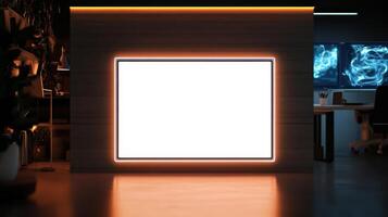 modern LED frame with white center in stylish room photo