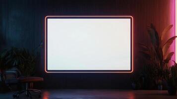 modern digital screen frame in stylish interior photo