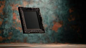 Floating picture frame with dark background and texture photo