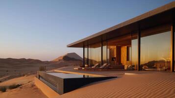 A desert house with a pool in the desert photo
