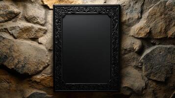 Gothic style black picture frame with intricate design photo
