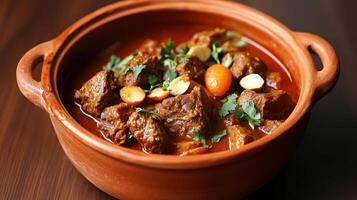 A bowl of stew with meat and vegetables photo