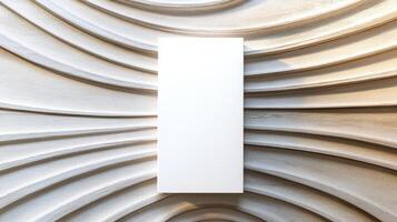 Minimalist white panel on textured wall with wavy design photo