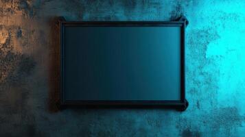 Industrial style metal picture frame on textured wall photo