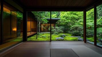 serene Japanese inspired home with peaceful garden view photo