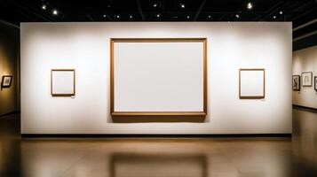 An empty frame is displayed in an art museum photo