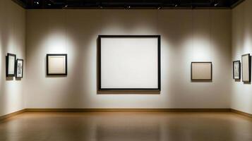 Empty picture frame in art gallery with surrounding frames photo