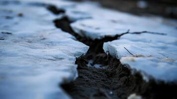Melting glaciers with large cracks showing environmental change photo