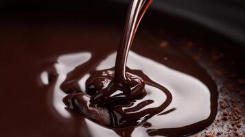 A close up of chocolate being poured into a bowl photo