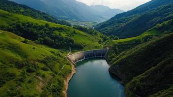 hydroelectric dam harnessing water power in green valley photo