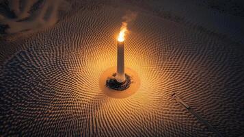 large solar power tower in desert generating energy photo