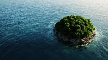 small island surrounded by calm ocean waters and greenery photo