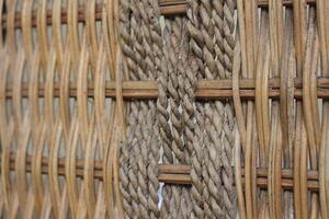 Close up of a wicker basket with a rope photo