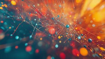 Abstract background of network of dots and bubbles photo