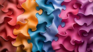 Vibrant abstract puzzle pattern with fluid shapes, modern decorative background photo