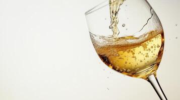 White wine being poured into a glass with bubbles photo