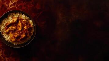 Chicken Tikka Masala in Bowl on Dark Background photo