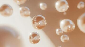 Floating bubbles capture soft light in a serene indoor setting creating a tranquil atmosphere for relaxation photo