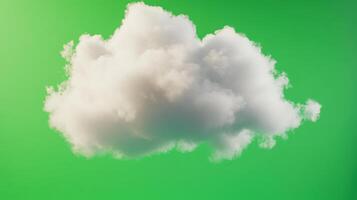 White fluffy cloud floating against a bright green background in an abstract and surreal setting during the daytime photo