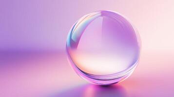 A stunning, colorful glass sphere radiates enticing reflections against a captivating vibrant gradient backdrop, illuminated by soft, gentle lighting photo