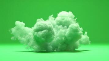 Green smoke billows across a bright background, creating a surreal and vibrant atmosphere during an artistic display photo