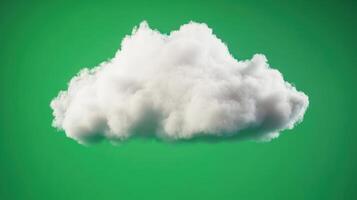 Fluffy white cloud floating against a vibrant green background, creating a striking contrast and an abstract visual appeal photo