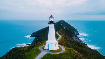 Serene Coastal Lighthouse on Dramatic Clifftop Ocean View photo