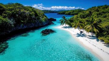 Idyllic Tropical Beach Paradise Crystal Clear Water and White Sand Beach photo