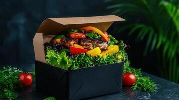 Delicious Grilled Chicken Salad in a Takeout Box Healthy Lunch Meal Prep photo