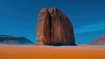 Majestic Desert Rock Formation Under a Vivid Blue Sky Awe inspiring Landscape photo