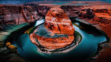 Majestic Horseshoe Bend Arizona Stunning Aerial View of Red Rock Canyon and Colorado River photo