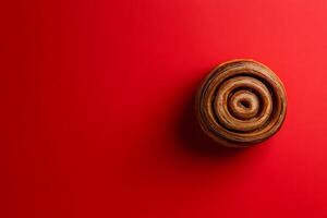 Cinnamon Roll on a Red Background photo