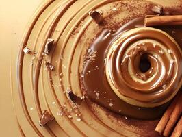 Chocolate-Coated Pastry with Cinnamon and Cocoa photo