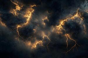 Image of Lightning Bolts within Dark Storm Clouds photo