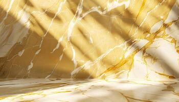 Golden Marble Studio Background with Leaf Shadows photo