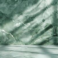 Green Marble Wall and Floor with Shadow Patterns photo