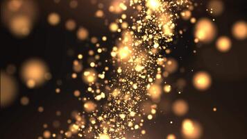 Abstract background of gold particles. Gold shiny background. gold dust and beautiful bokeh video
